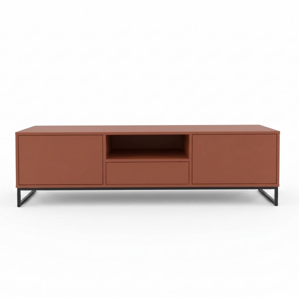 Szafka RTV GENUA 160cm Czerwona Terakota pod TV Loft Boho Metalowy Stelaż 1056927