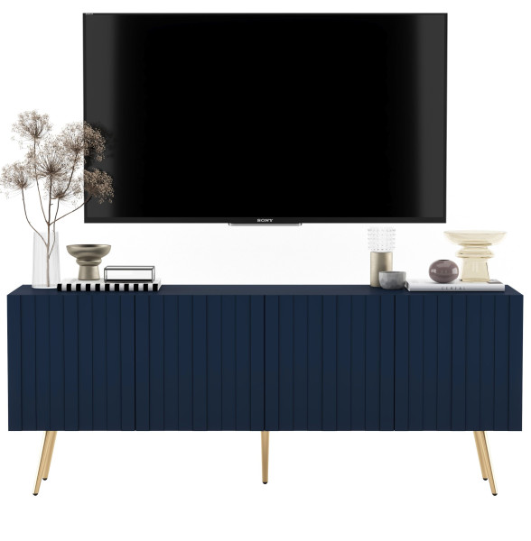 Szafka RTV Glamour Granatowy Mat Ryflowane fronty Komoda RTV 341934