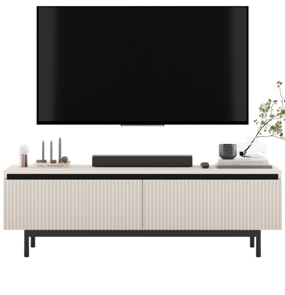 Szafka RTV Glamour Kaszmir mat Komoda RTV ryflowane fronty 140 cm Rama 770466