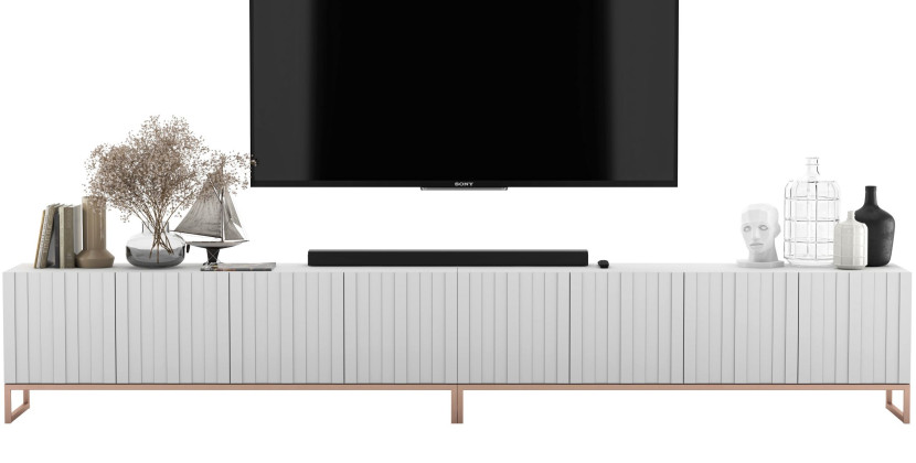 Szafka RTV Glamour Komoda RTV Biały MAT 300 cm 115905