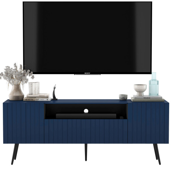 Szafka RTV Glamour Komoda RTV Granatowy MAT Nogi Czarne Loft 351431