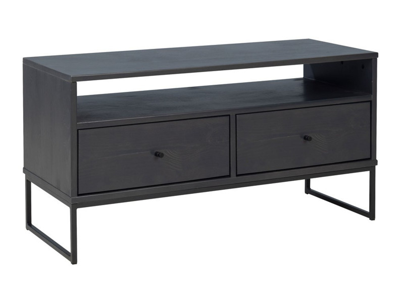 Szafka RTV I drewno i metal MEGAN LOFT, kolor antracyt 865759