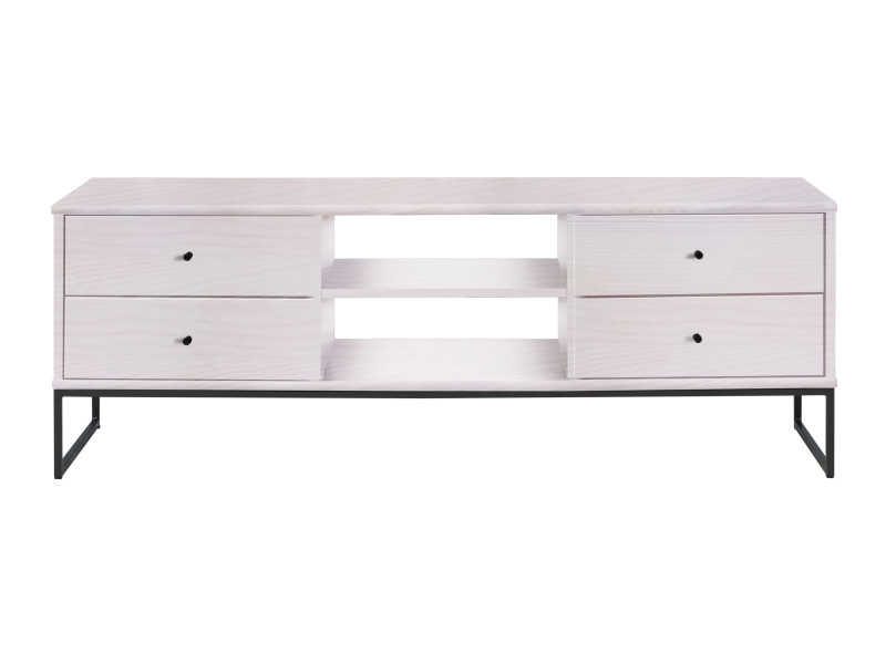 Szafka RTV II drewno i metal MEGAN LOFT, kolor bielony 359371