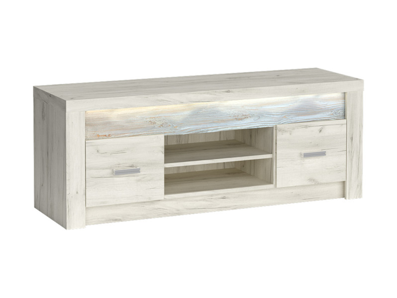 Szafka RTV INDIANAPOLIS CRAFT BIAŁY z ozdobną wstawką 137 cm 136003