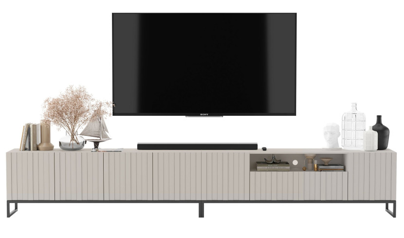 Szafka RTV Industrialna Komoda RTV Kaszmir MAT Rama Czarna 300 cm 1063136