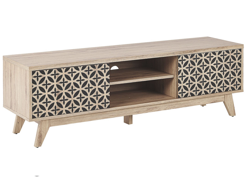 Szafka RTV jasne drewno zdobiona retro 70938
