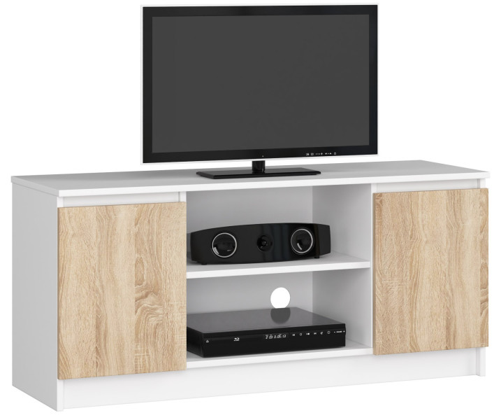 Szafka RTV K120 Biała, Dąb Sonoma 120x40x55 cm 301743