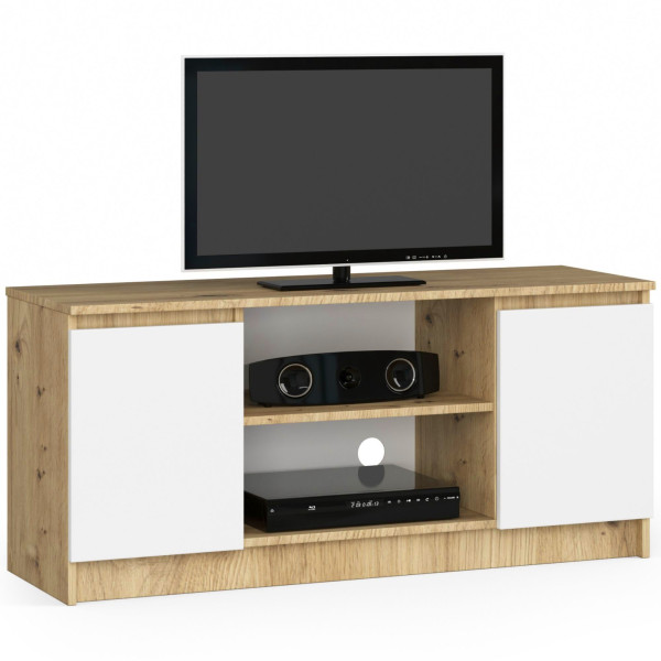 Szafka RTV K120 Dąb Artisan, Biała 120x40x55 cm 301765