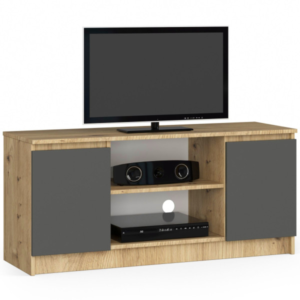 Szafka RTV K120 Dąb Artisan, Grafit Szary 120x40x55 cm 301759