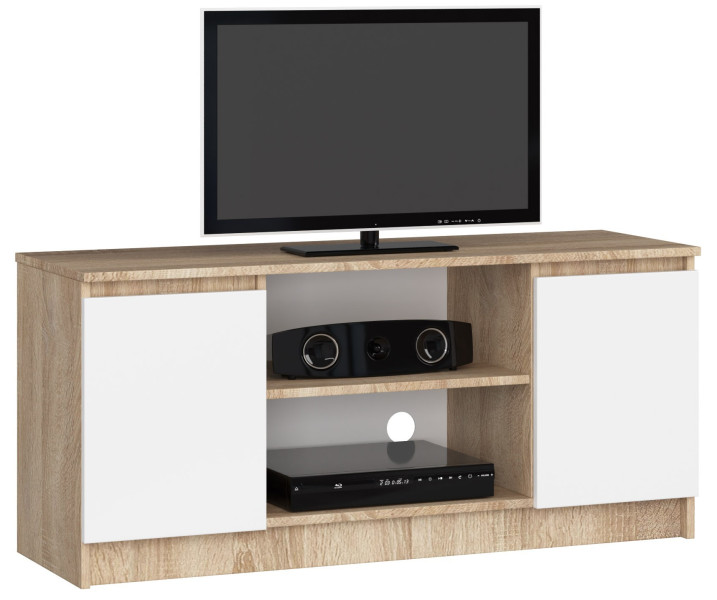 Szafka RTV K120 Dąb Sonoma, Biała 120x40x55 cm 301731