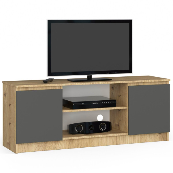 Szafka RTV K140 Dąb Artisan, Grafit Szary 140x40x55 cm 301742