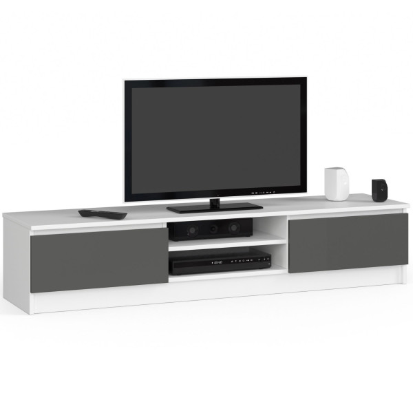 Szafka RTV K160 Biała, Grafit Szary 160x40x33 cm 301769