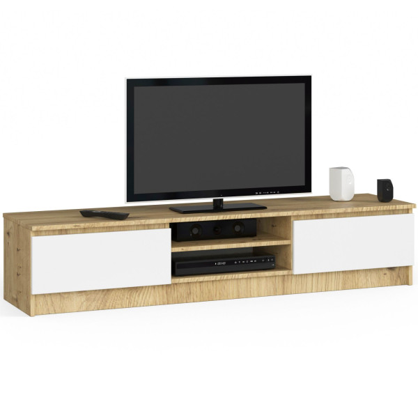 Szafka RTV K160 Dąb Artisan, BIała 160x40x33 cm 301734