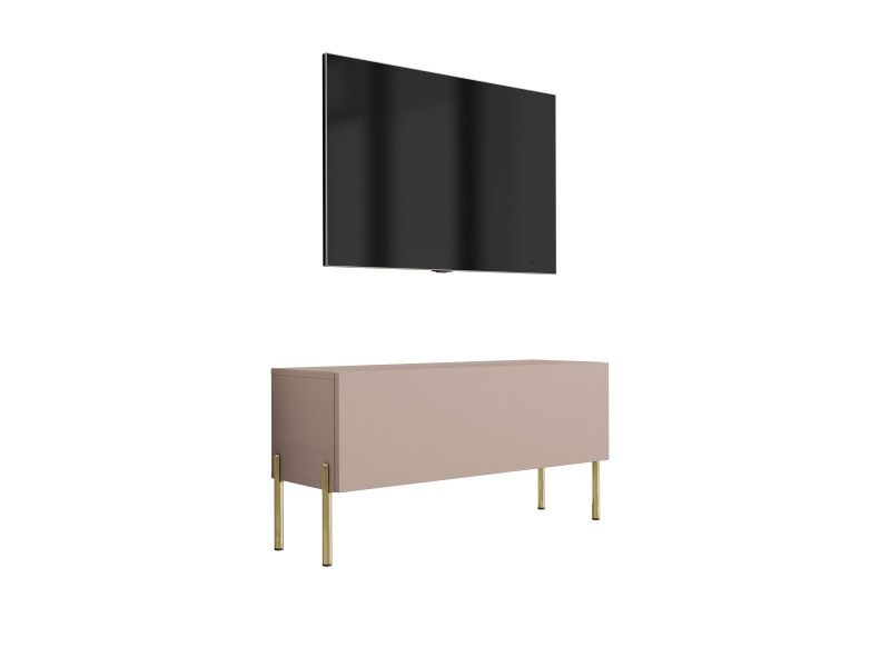 Szafka RTV: Karmelowy Brąz, 100 x 52 x 32 cm, złote nogi 642432
