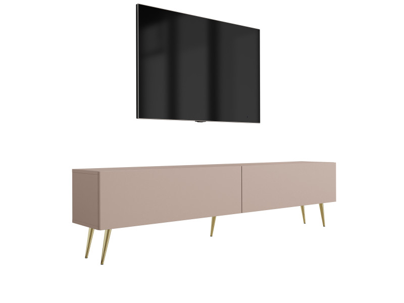 Szafka RTV: Karmelowy Brąz, 170 x 52 x 32 cm, złote nogi 642445