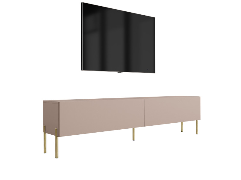 Szafka RTV: Karmelowy Brąz, 170 x 52 x 32 cm, złote nogi 642428