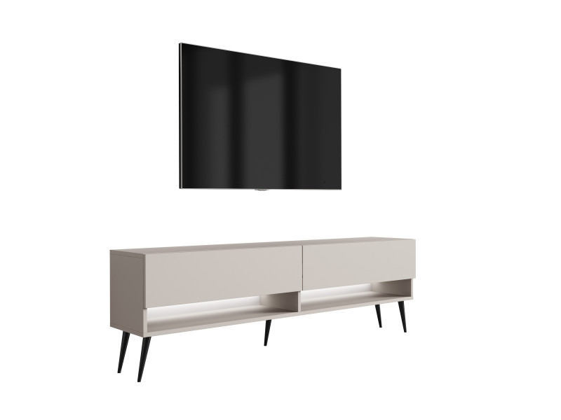 Szafka RTV Kaszmir, nogi pochyłe czarne, LED biały, 170 × 32 × 52 cm 749663