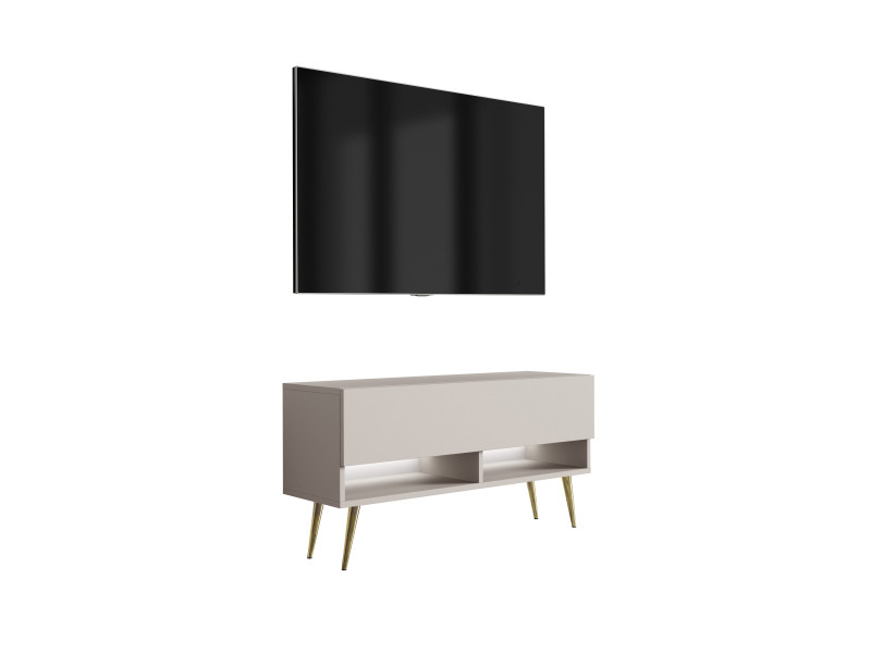 Szafka RTV Kaszmir, nogi pochyłe złote, LED biały, 100 x 32 x 52 cm 749713