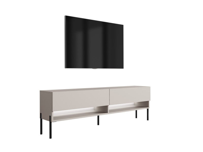Szafka RTV Kaszmir, nogi proste czarne, LED biały, 170 × 32 × 52 cm 749626