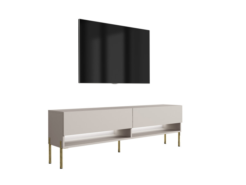 Szafka RTV Kaszmir, nogi proste złote, LED biały, 170 × 32 × 52 cm 749661