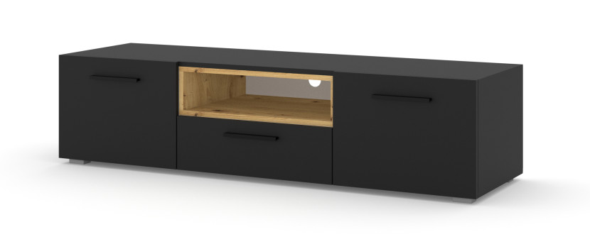 Szafka RTV komoda ANETTE 151 cm czarna / dąb artisan 240552