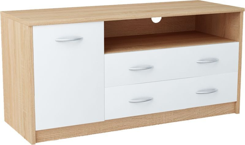 Szafka Rtv, komoda, Julia, 110x41x55 cm, dąb sonoma, biel, m 616677