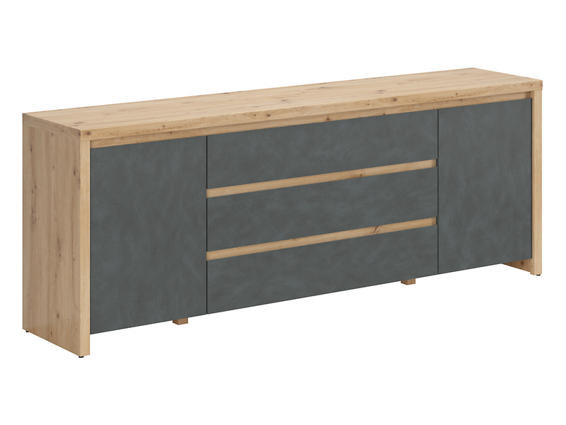 Szafka RTV Larios 190 cm z 2 drzwiami i 3 szufladami dąb artisan/matera 119374
