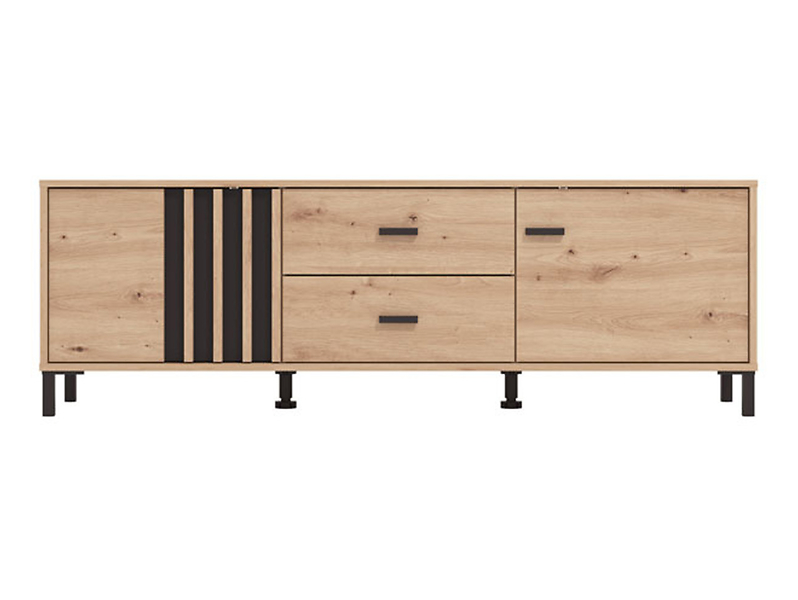 Szafka RTV Laval 157 cm z 2 drzwiami i szufladami dąb artisan 803336