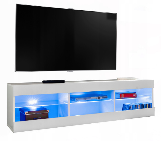 Szafka RTV LED Salon Nowoczesna Biały LED 140x35 Pokój 340893