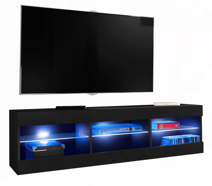 Szafka RTV LED Salon Nowoczesna Czarny RGB LED 140x35 Pokój 340916
