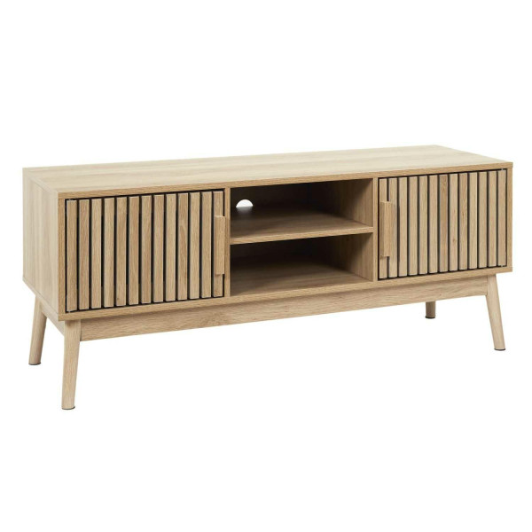 Szafka RTV LINEA 117 cm dąb artisan, ryflowane fronty, 2 półki 1005022