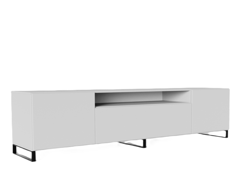 Szafka RTV LION 200 cm na metalowych nogach, do pokoju gościnnego-biała 747587