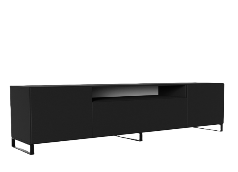 Szafka RTV LION 200 cm na metalowych nogach, do pokoju gościnnego-czarna 747573