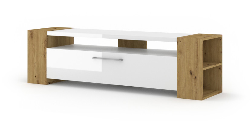 Szafka RTV LIVIA 160 cm dąb artisan / biały połysk 241329