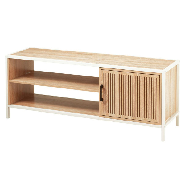 Szafka RTV loft biała brązowa metal MDF 116x33x45 cm 3 poziomy z szafką 1064593