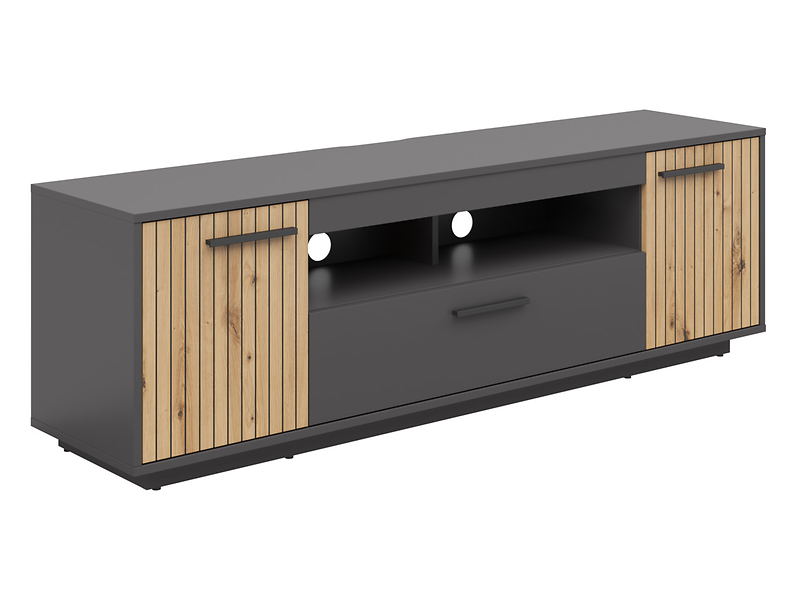 Szafka RTV Lukas 164 cm z 2 drzwiami i szufladą antracyt/dąb artisan 973788