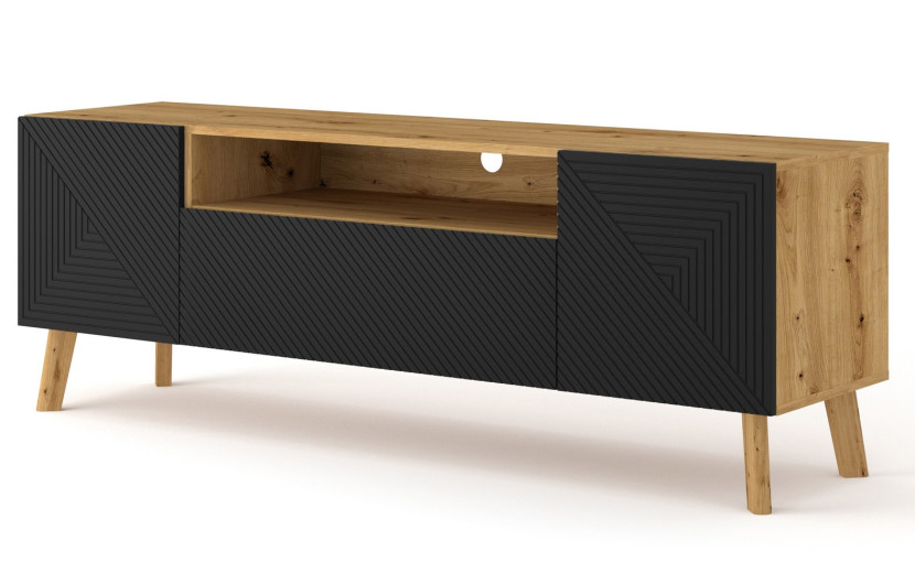 Szafka RTV LUXI 160 cm dąb artisan / czarny mat 240121