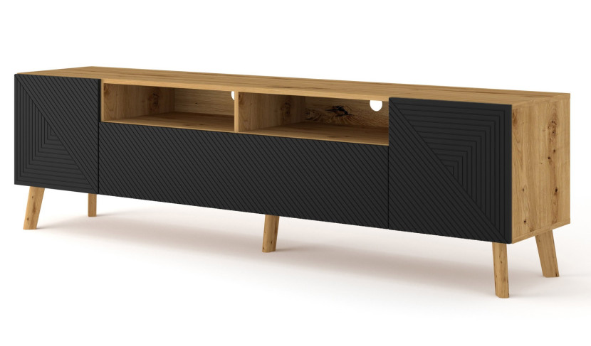 Szafka RTV LUXI 195 cm dąb artisan / czarny mat 240120