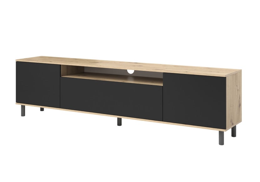 Szafka RTV Masimo 200cm artisan czarny nóżki słupki 339784