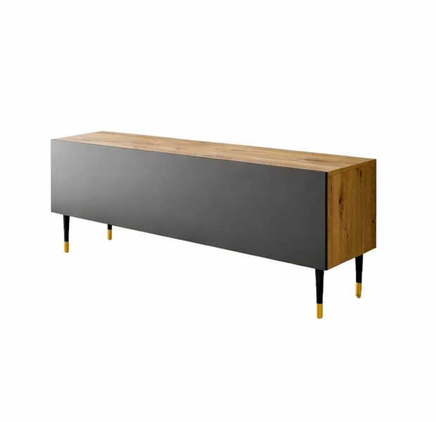 Szafka RTV Maui-5 Loft Zestaw Mebli Styl Loftowy Dąb Artisan Czarny-Mat 993081
