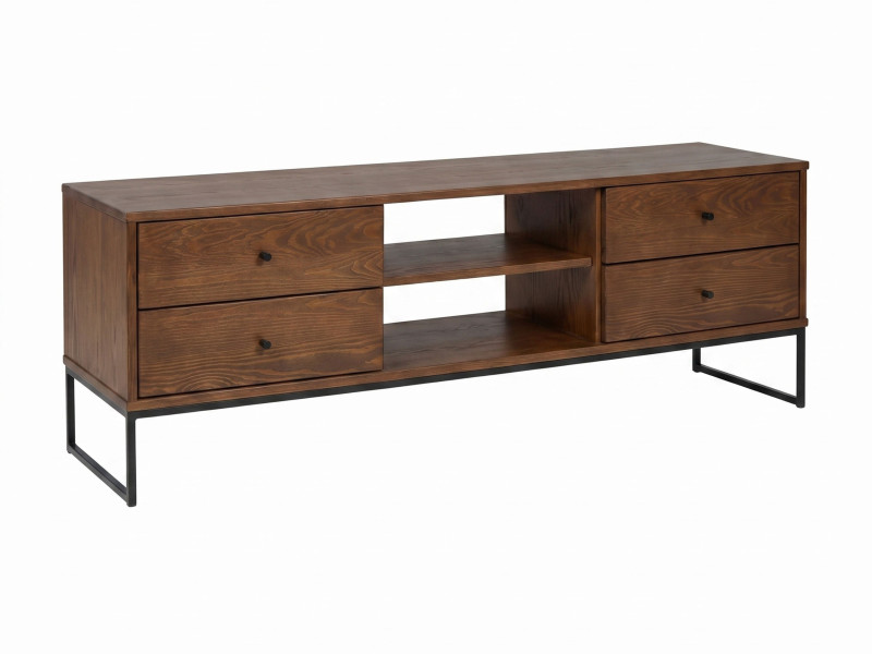 Szafka RTV Megan Loft II drewno i metal – 4 szuflady, kolor brązowy 1056926