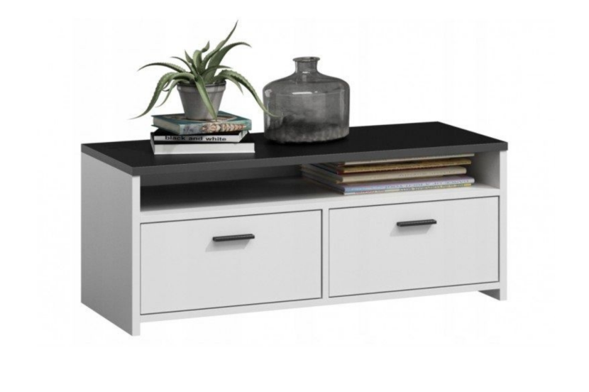Szafka RTV MILAN 100 cm - Biały / Czarny 909707