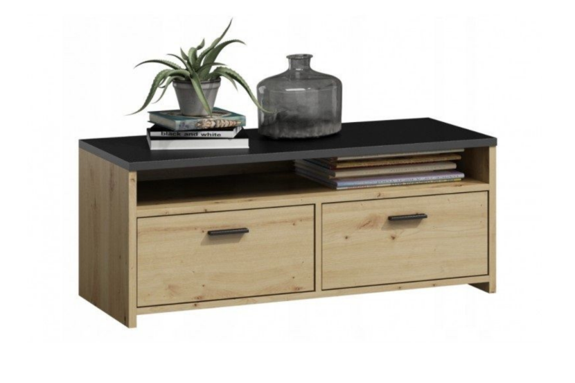 Szafka RTV MILAN 100 cm - Dąb Artisan / Czarny 909716