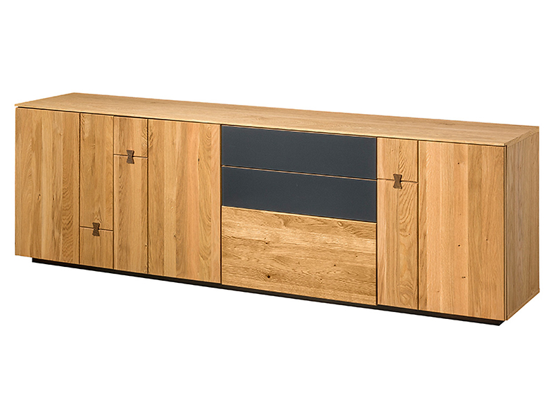 Szafka RTV Minura 199 cm z 3 drzwiami i 3 szufladami dąb naturalny sękaty 814281