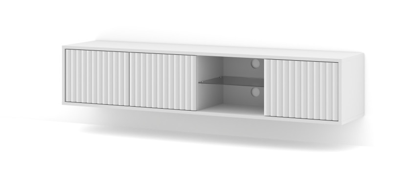Szafka RTV MITA 156 cm wisząca frezowana biały mat 346210