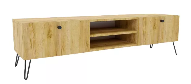 Szafka RTV na czarnych metalowych nóżkach dąb craft - Luvon 648765