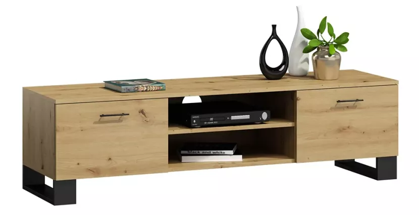 Szafka RTV na czarnych nóżkach dąb artisan - Mavon 692477
