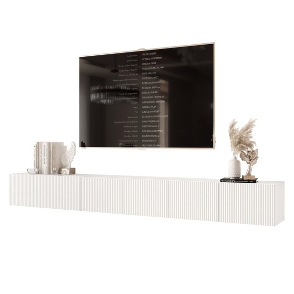 Szafka RTV na nóżkach ANGEL 300 cm z oświetleniem RYFLOWANA 966066