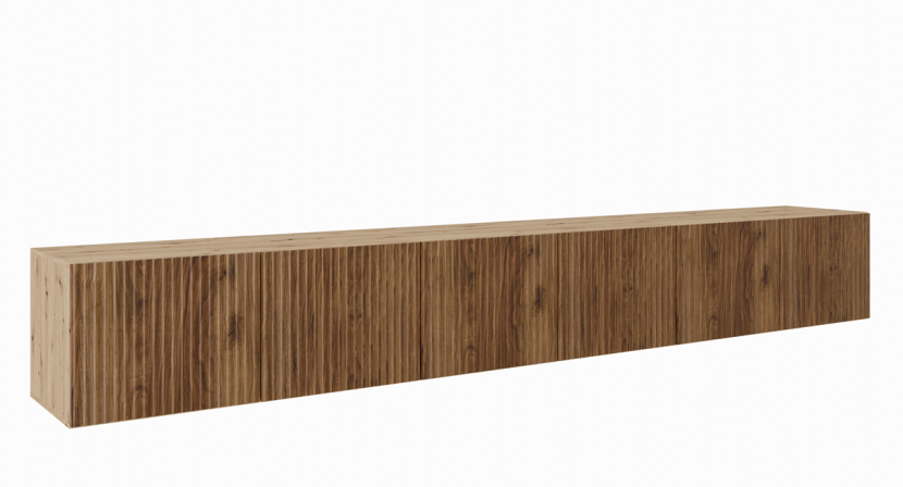 Szafka RTV NOELI 300cm zamknięta do salonu, ryflowana- artisan+dąb catania 754165