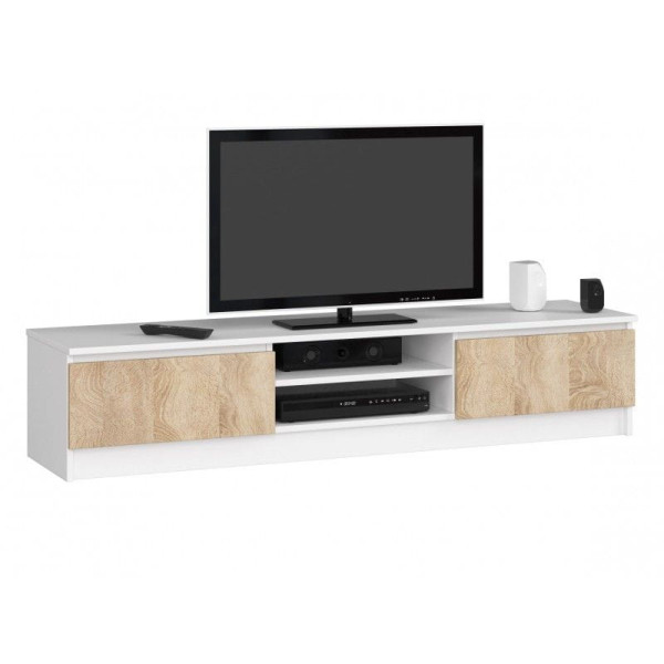 Szafka rtv, NOVA 160x40x33 cm, biel, dąb sonoma, mat | TYLETEGOTU 988740